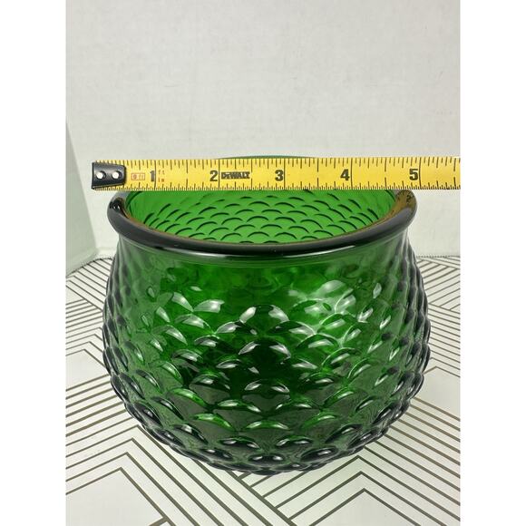 Vintage E O Brody Emerald Green Glass Bowl Vase Planter Fish Scale Scalloped USA - Picture 4 of 5